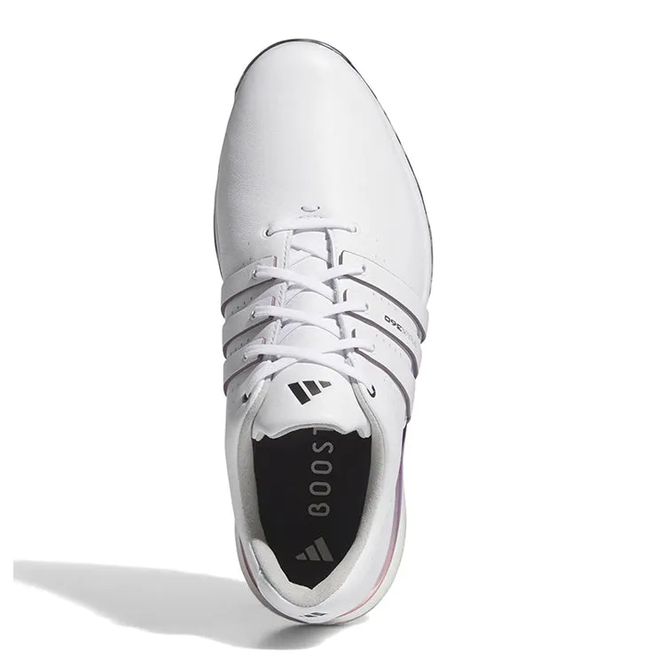 adidas Tour 360 24 Boost Golf Shoes - White/Shadow Fig/Aurora