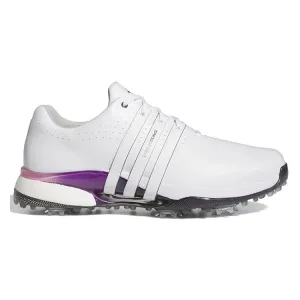 adidas Tour 360 24 Boost Golf Shoes - White/Shadow Fig/Aurora
