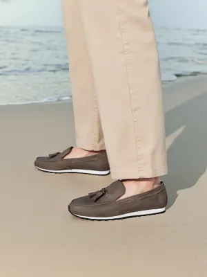 Imported from Italy, color-changing crazy horse leather men's one-leg dad shoes, European and American style tassel casual fashion shoes