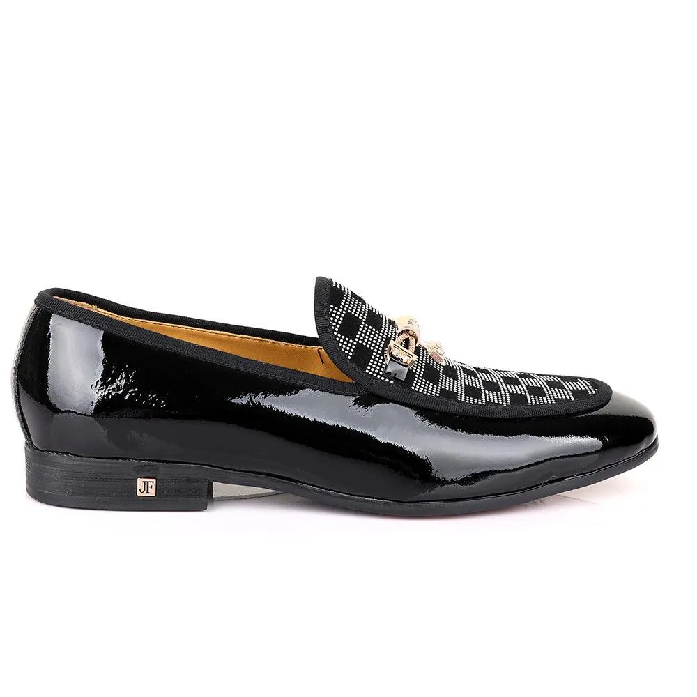 John Foster Gold Chain Patent Leather Black Shoe