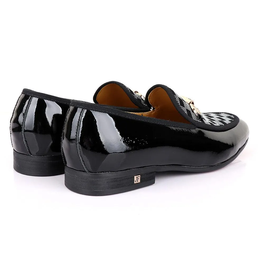 John Foster Gold Chain Patent Leather Black Shoe
