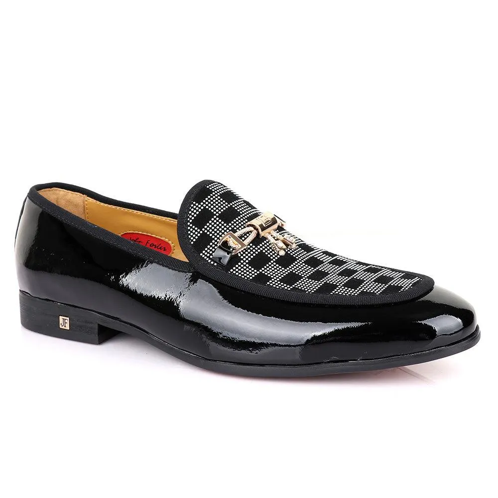 John Foster Gold Chain Patent Leather Black Shoe