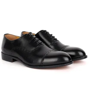 John Foster Superlative Perforated Designed Black Executive Shoe