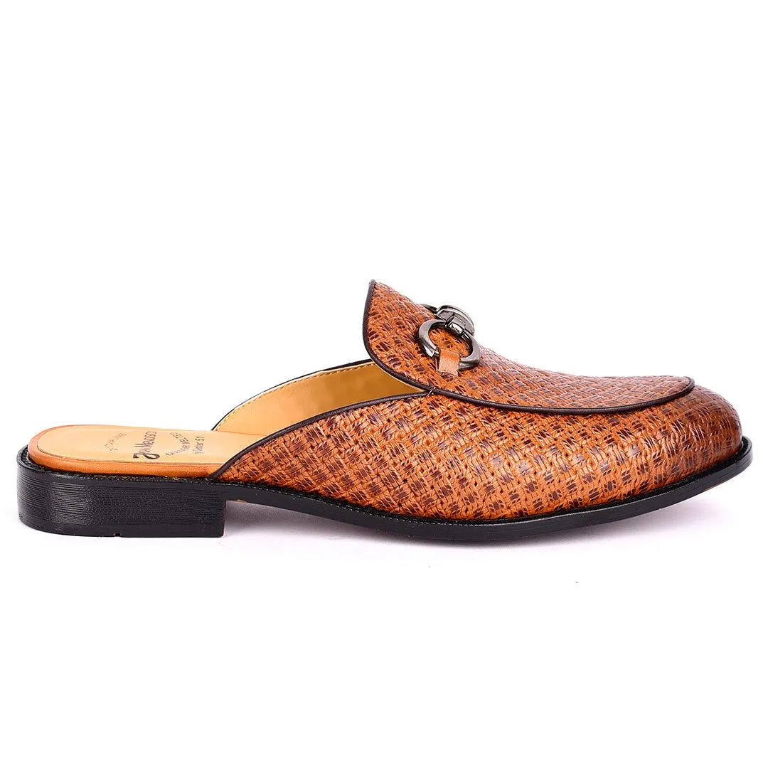 John Mendson Exotic Leather Men's Half Shoe- Brown