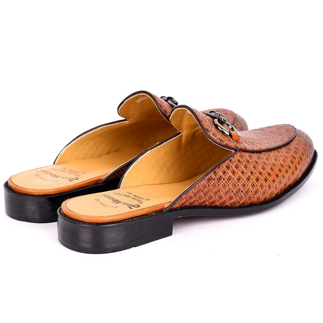 John Mendson Exotic Leather Men's Half Shoe- Brown