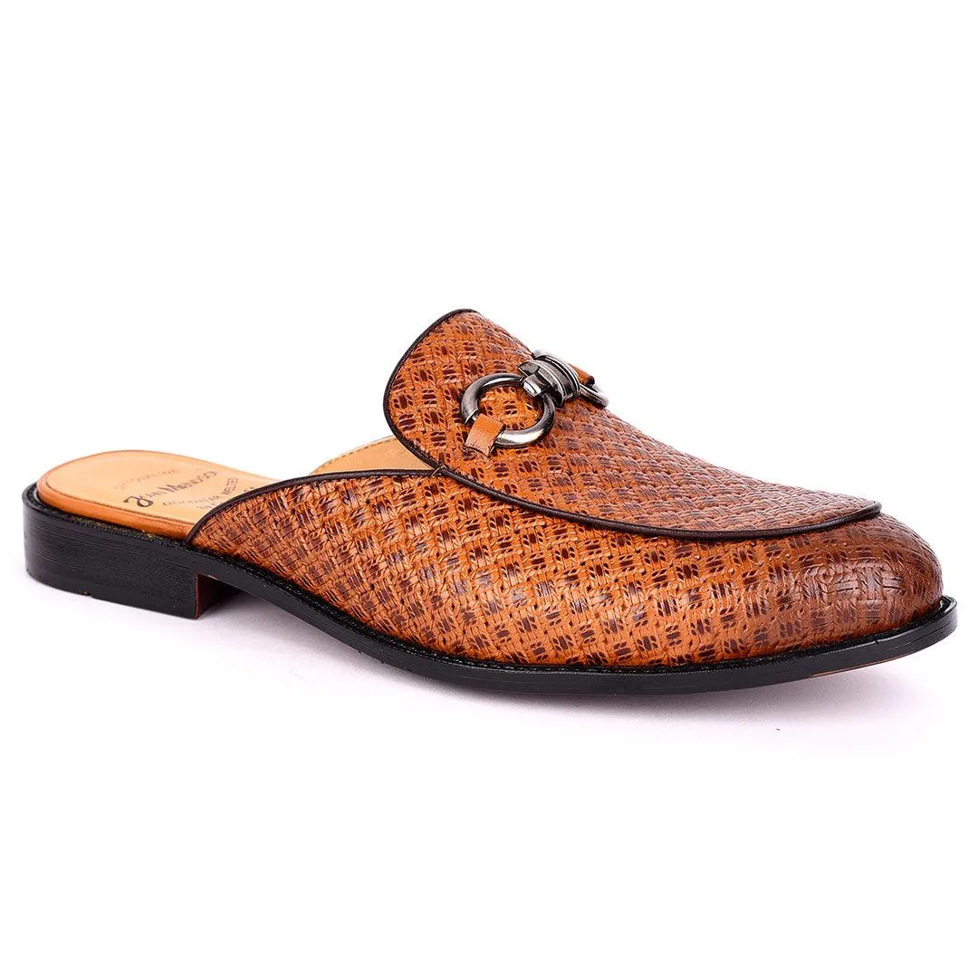 John Mendson Exotic Leather Men's Half Shoe- Brown