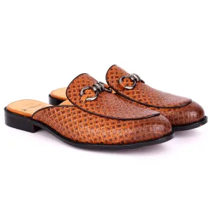 John Mendson Exotic Leather Men's Half Shoe- Brown
