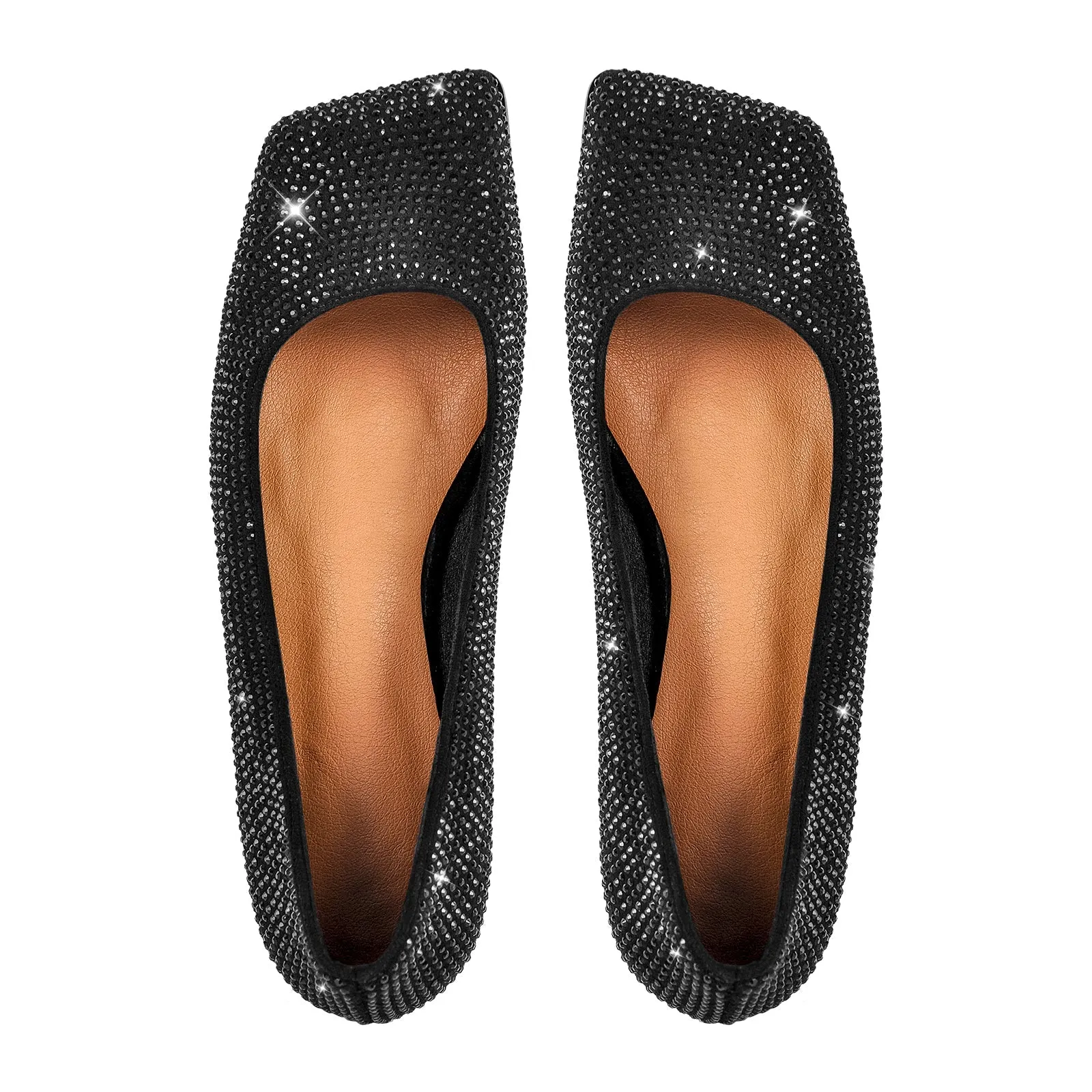 Square Toe Rhinestone  Flats