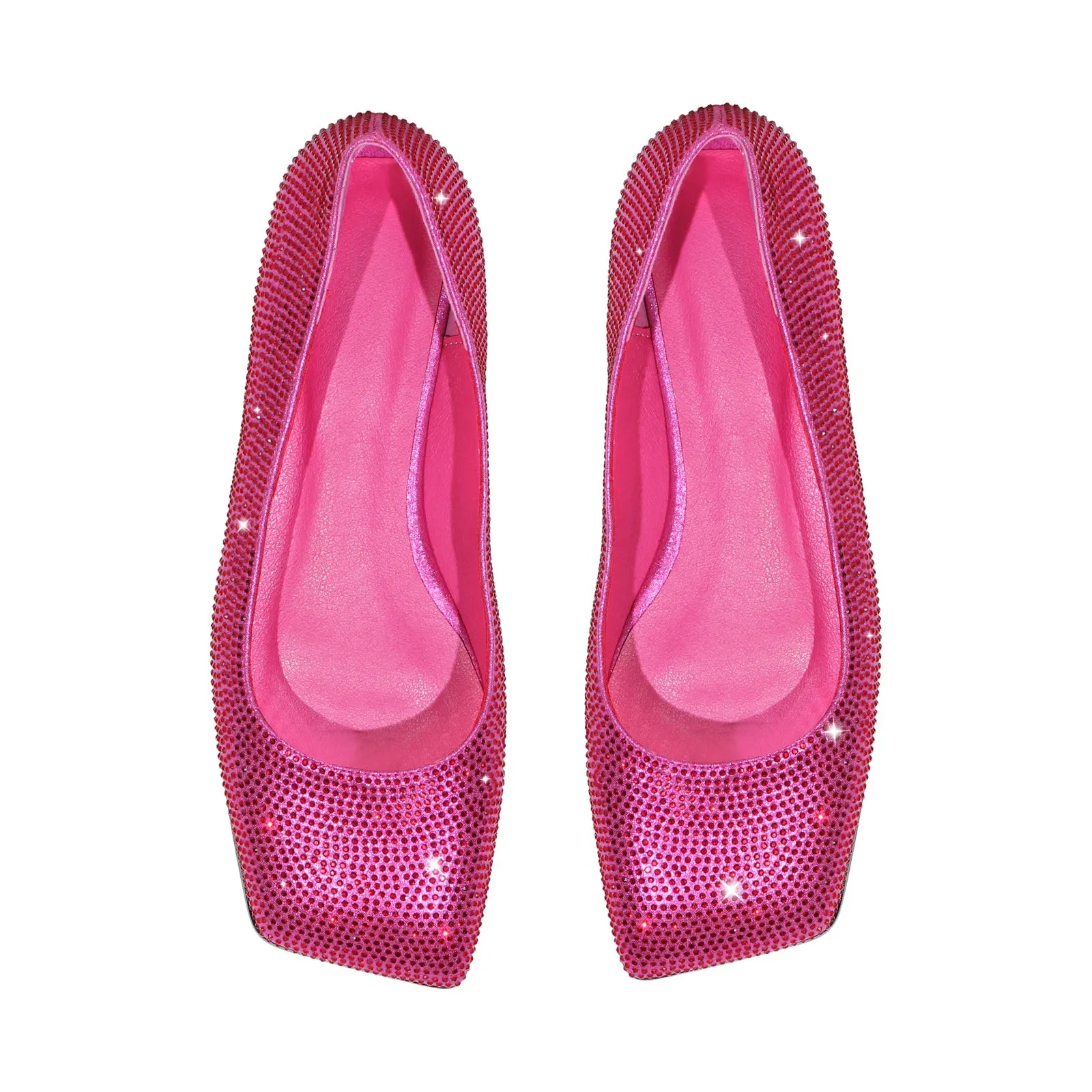 Square Toe Rhinestone  Flats