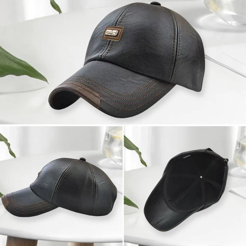 Trendy pu leather cap - unisex and adjustable