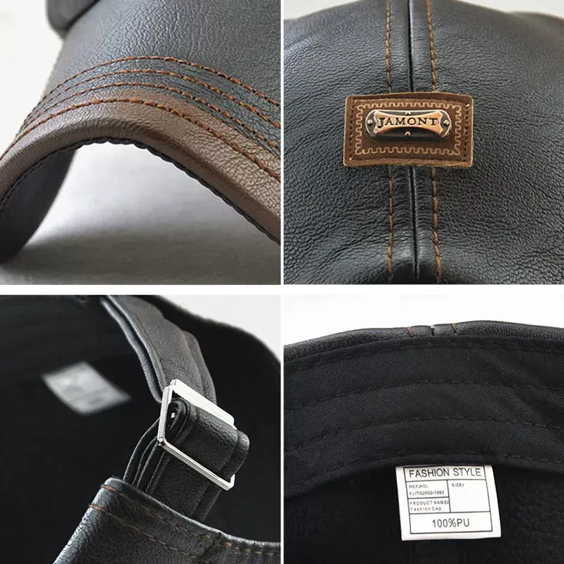 Trendy pu leather cap - unisex and adjustable
