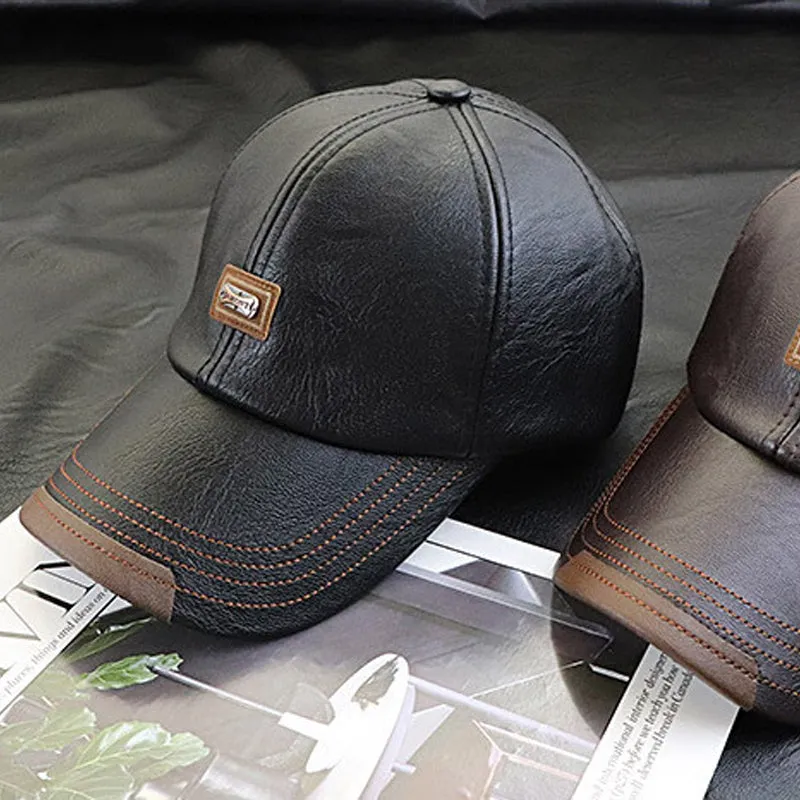 Trendy pu leather cap - unisex and adjustable